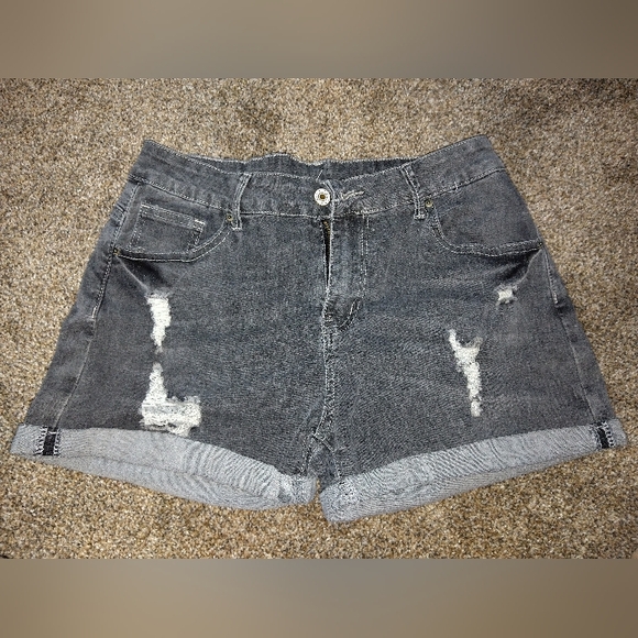 Jeans Pants - Gray and White Jean Shorts